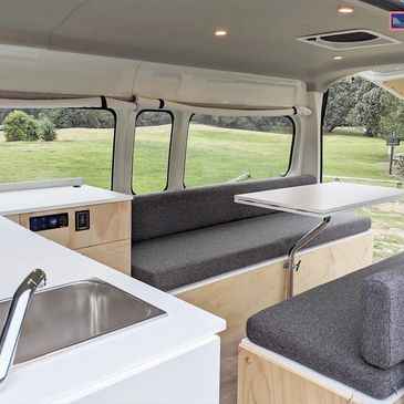  VANLIFER's self contained campervan, built to new standards and equipped with a fixed toilet.