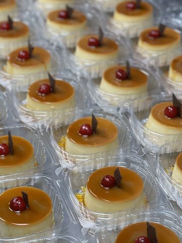 Classic Cuban desserts including flan, fried flan, tres leches cake, and pastelitos.