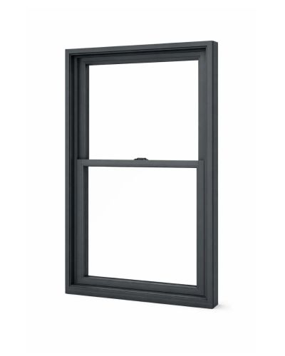 Modern black-framed single-hung window with a sleek design.