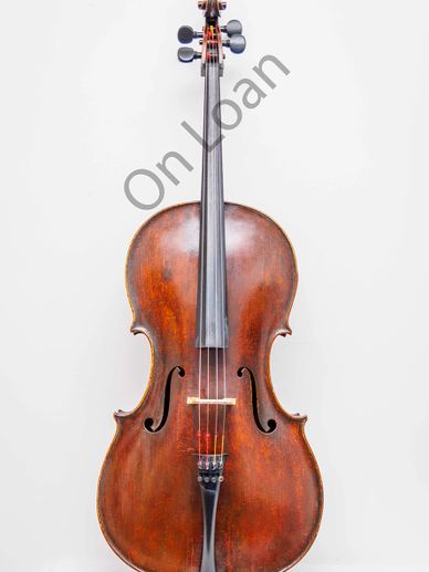 A classic wooden cello with a rich brown finish against a white background.
