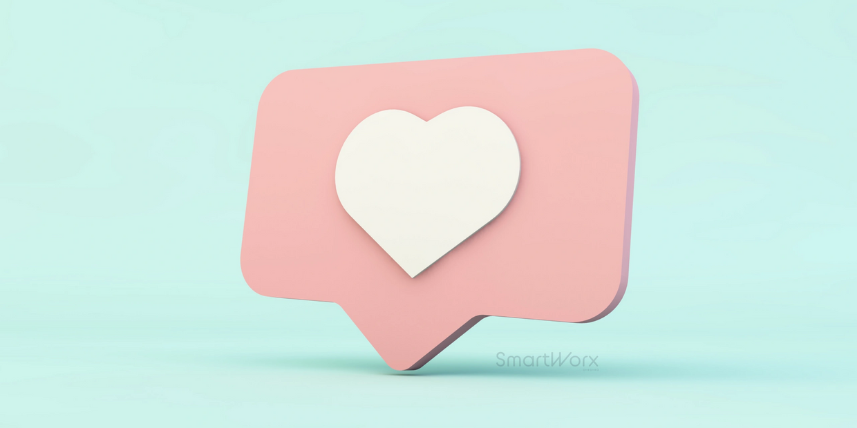 Social media love icon on mint background 
