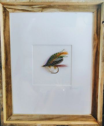 Artistic decorative fly framed and matted in an 23x19 barnwood frame. $325
Picture #102
