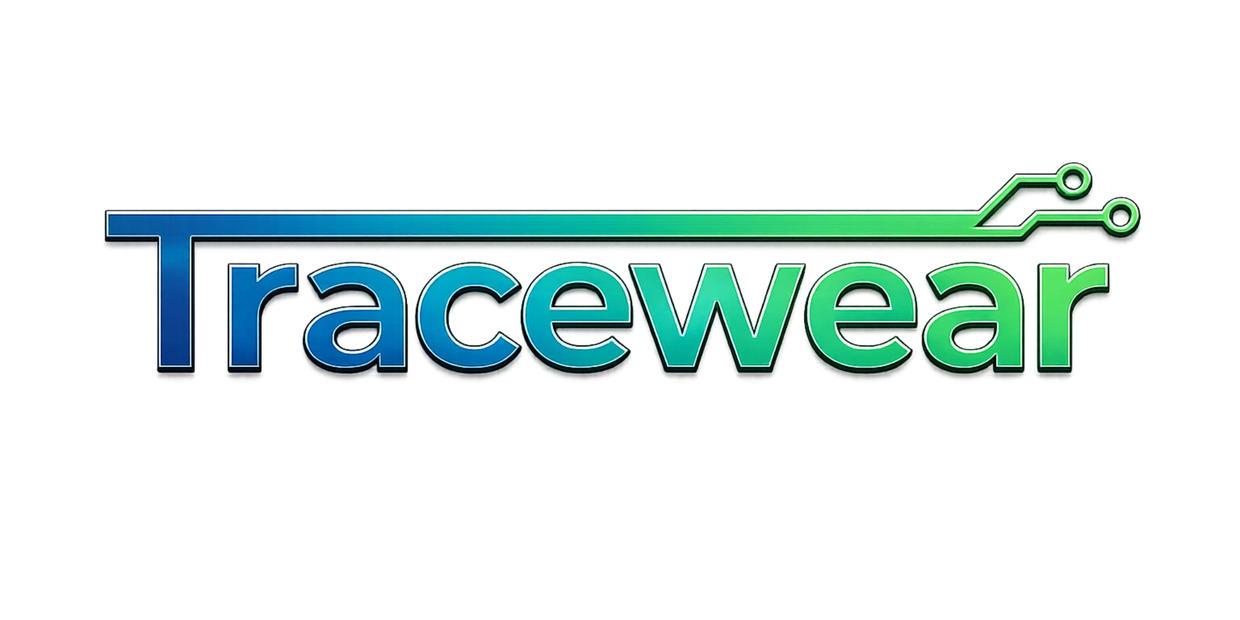 Logo of Tracewear with tech-inspired design and gradient colors.