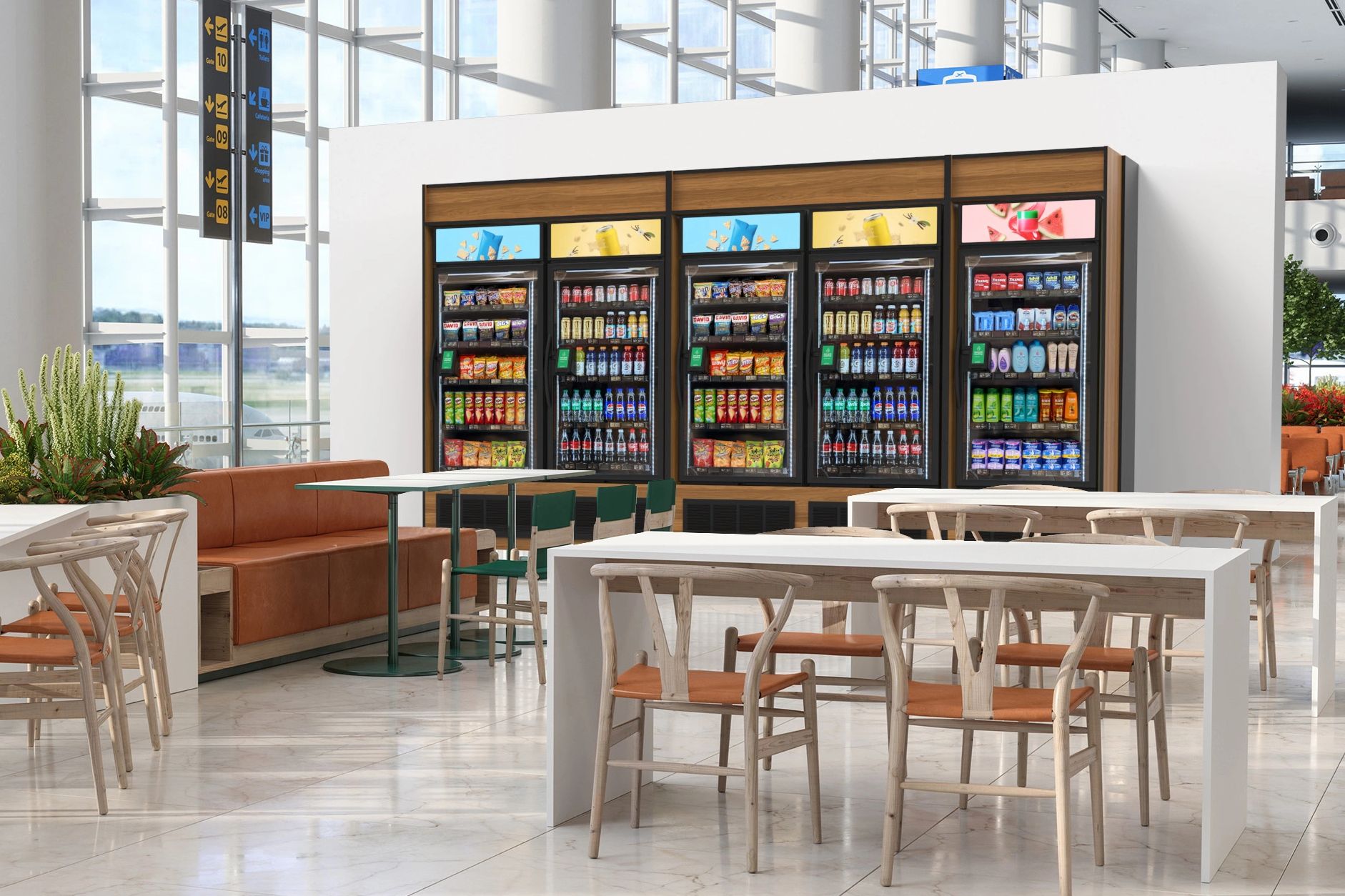 Smart vending machines in an airport.