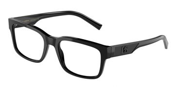 Black rectangular eyeglasses with clear lenses.