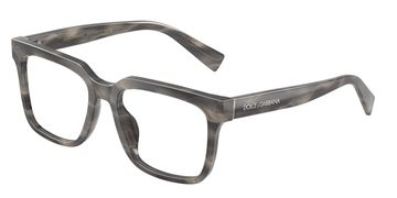 Gray tortoiseshell eyeglass frames with a square shape.