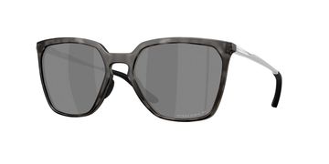 Stylish square black sunglasses with dark lenses and white temples.