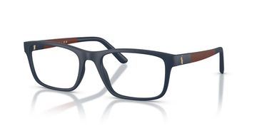 Black rectangular eyeglasses with brown and gold accents.