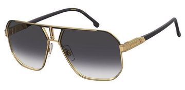 Stylish gold and black aviator sunglasses with gradient lenses.