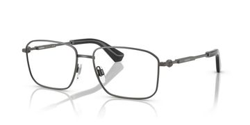 Black rectangular metal eyeglasses with nose pads.