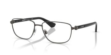 Black metal framed aviator eyeglasses.