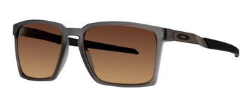 Rectangular brown gradient lens sunglasses with gray matte frame.