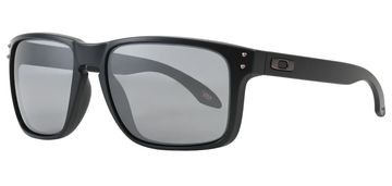 Black rectangular sunglasses with gray lenses.