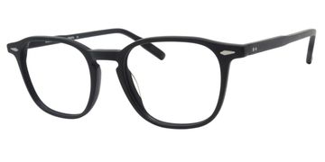 Black rectangular eyeglasses.