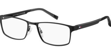 Black rectangular Tommy Hilfiger eyeglasses.