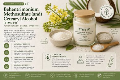 BTMS-50 conditioning agent pellets with plant-based skincare formulation 