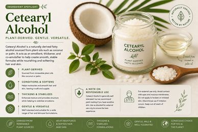 Cetearyl alcohol wax pellets with coconut-derived skincare ingredients 