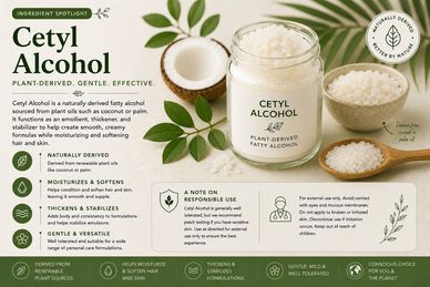 Cetyl alcohol pellets with plant-derived cosmetic ingredients 