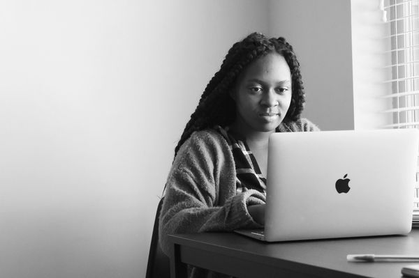 Woman working at her computer.