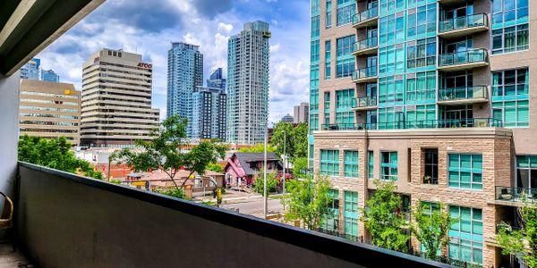 balcony with downtown views