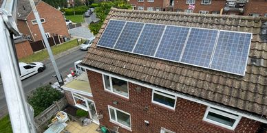 Cherry picker over solar panels