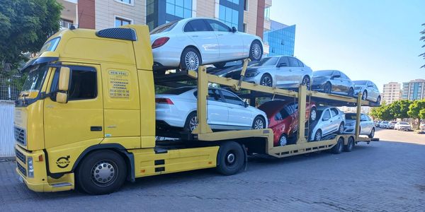 A truck transporting vehicles