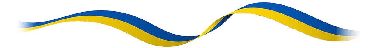 Blue and yellow ribbon twisting gracefully on white background.