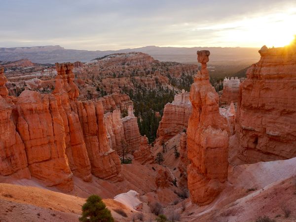 Red rock spires in a canyon