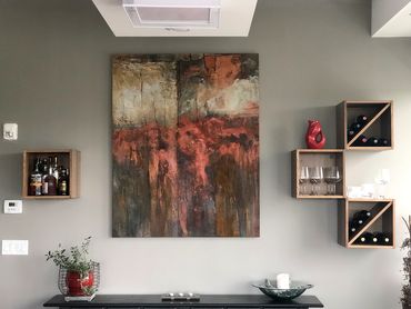 custom painting, abstract painting, texture painting, red painting, canvas painting, Calgary artist,