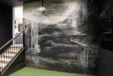 abstract, mural, wall art, texture, metallic