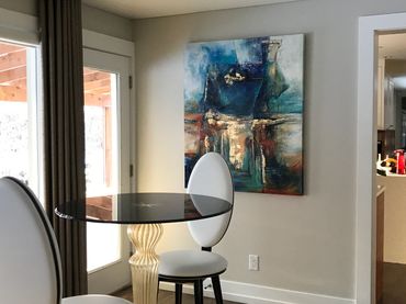 custom abstract painting, canvas abstract, gold leaf painting, vibrant colour painting, commissioned