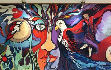 wall mural, aboriginal art, aboriginal mural, wall art, hand-painted mural, mural, reconciliation mu