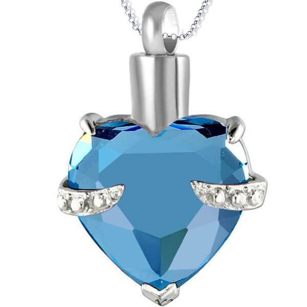 Light Blue Embrace Cremation Pendant Necklace