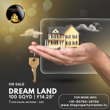 Real estate ad featuring a hand holding a miniature house and key.
