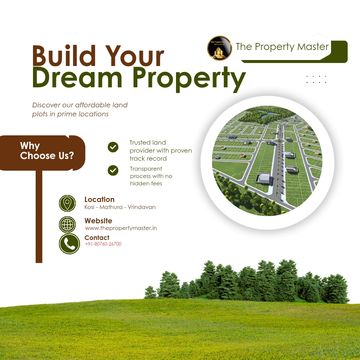 Advertisement for affordable land plots in prime locations by The Property Master.