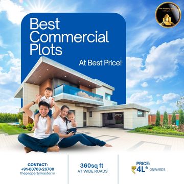 Family enjoying luxury home advertisement for best commercial plots.