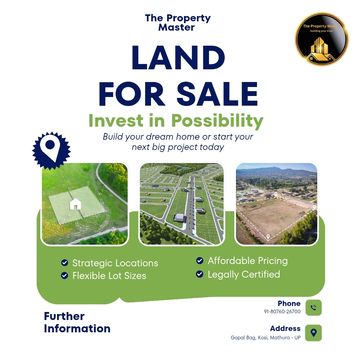 Advertisement for land sale with strategic locations and affordable pricing.