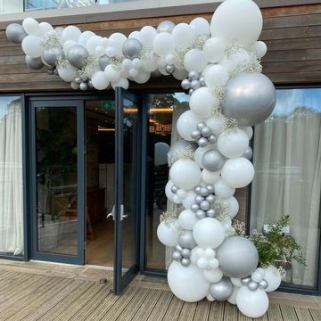 Organic balloon garland to match your wedding colours - indoor or outdoor - perfect for entrances