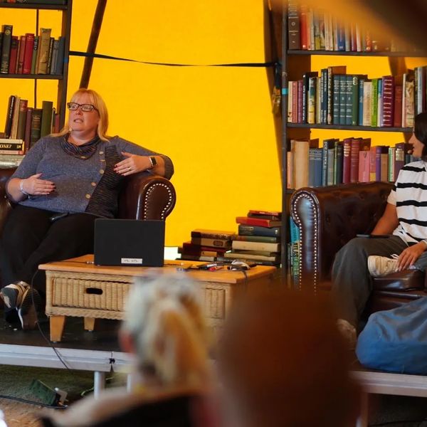 Louise Peers giving a talk at the Big Retreat Wellbeing Festival