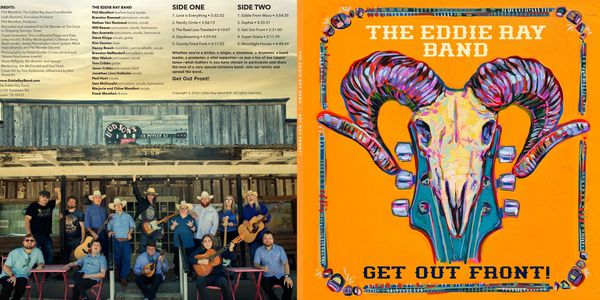 Album cover and back of The Eddie Ray Band's Get Out Front.