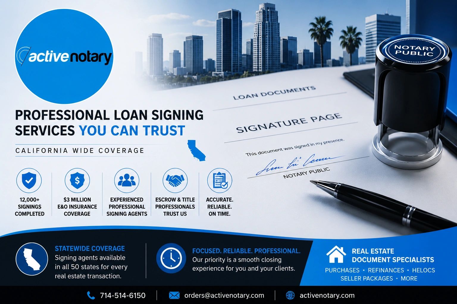 Active Notary offers trusted professional loan signing services across California.