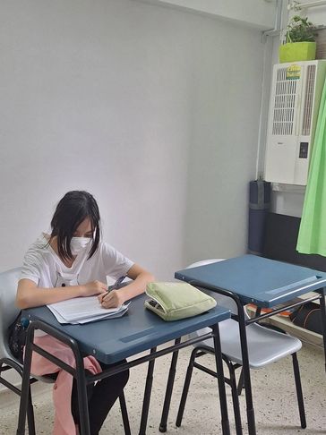 A private student having a PSLE Math Heuristics lesson.