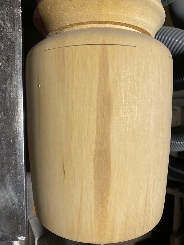 Huon Pine canister, sanded prior to finishing