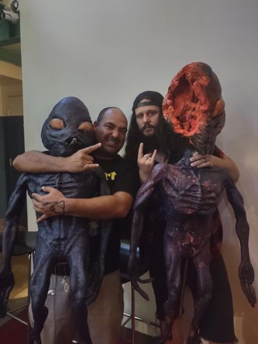 Frank Question Mark and Director Joe Begos at Cine Athens in Athens, Georgia. Investor screening for