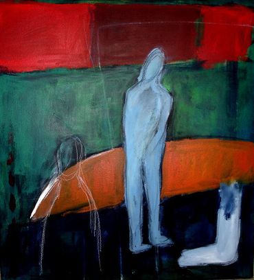 Yong Sook Kim-Lambert Contemporary Abstract figure painting Art contemporain Mixed media on paper 