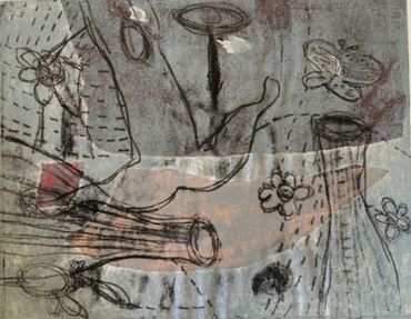 Yong Look Kim-Lambert_Contemporary Canadian Artist_Monoprint with chine colle_Gray