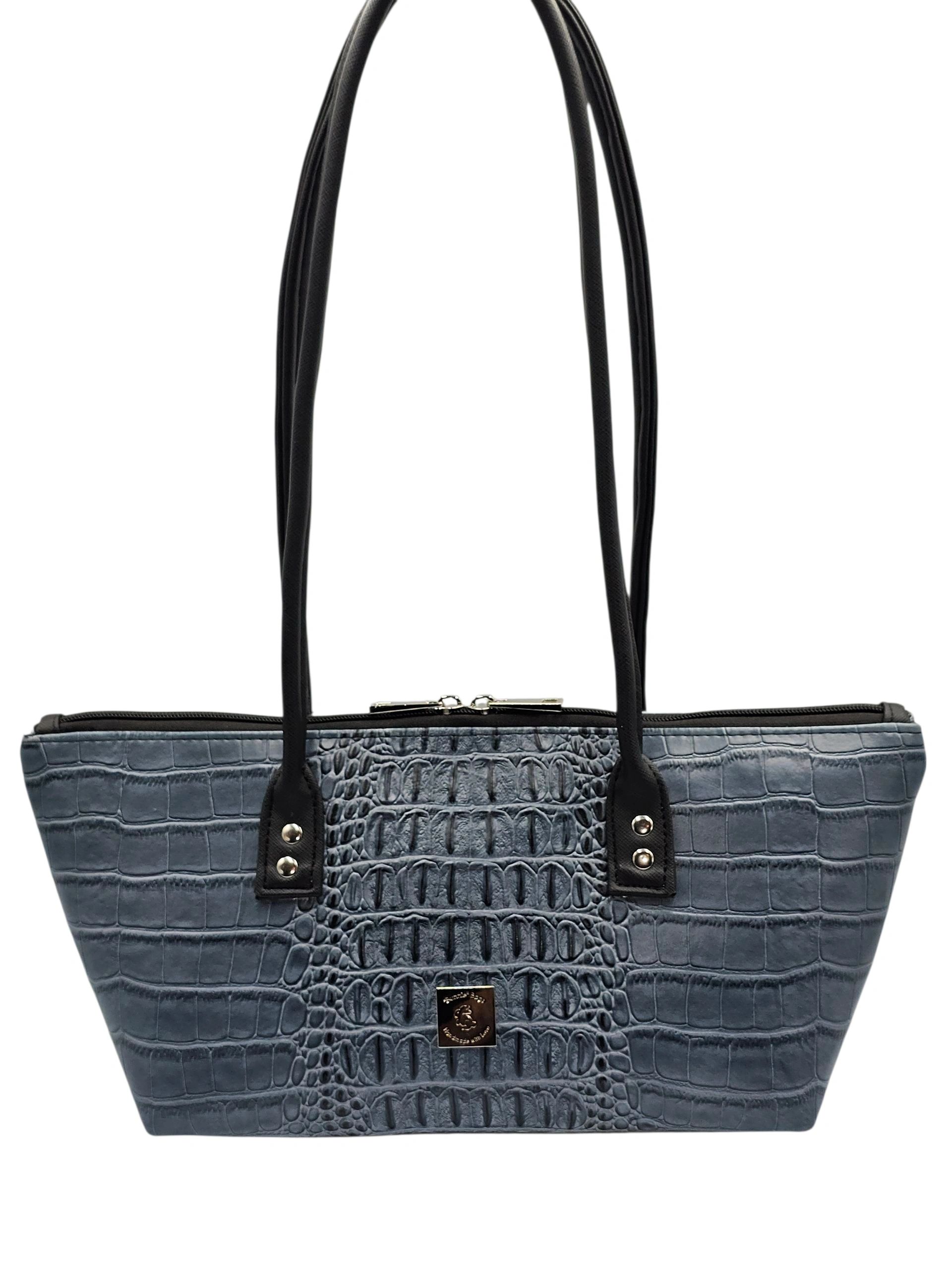 Horizon East/West Bag Blue Slate Crocodile faux leather