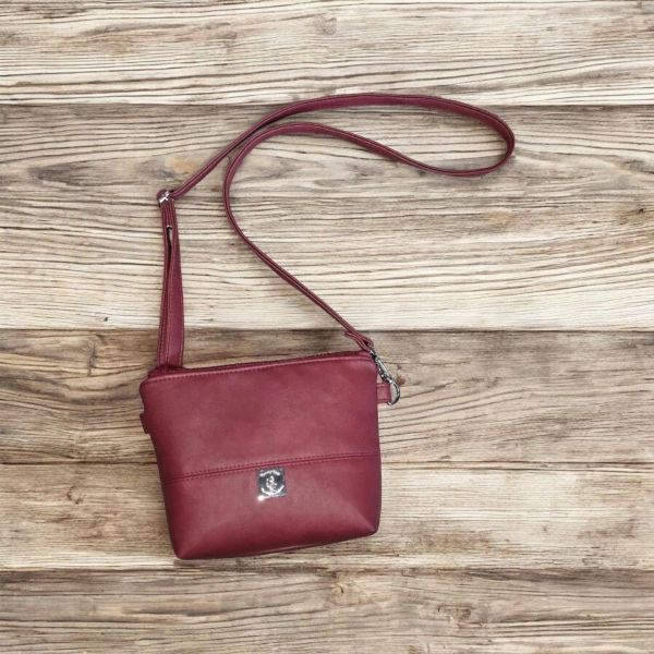 Connie Crossbody Burgundy handmade faux leather bag