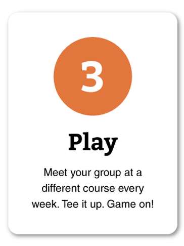 3 - Play: Meet your group at a different course every week. Tee it up. Game on!