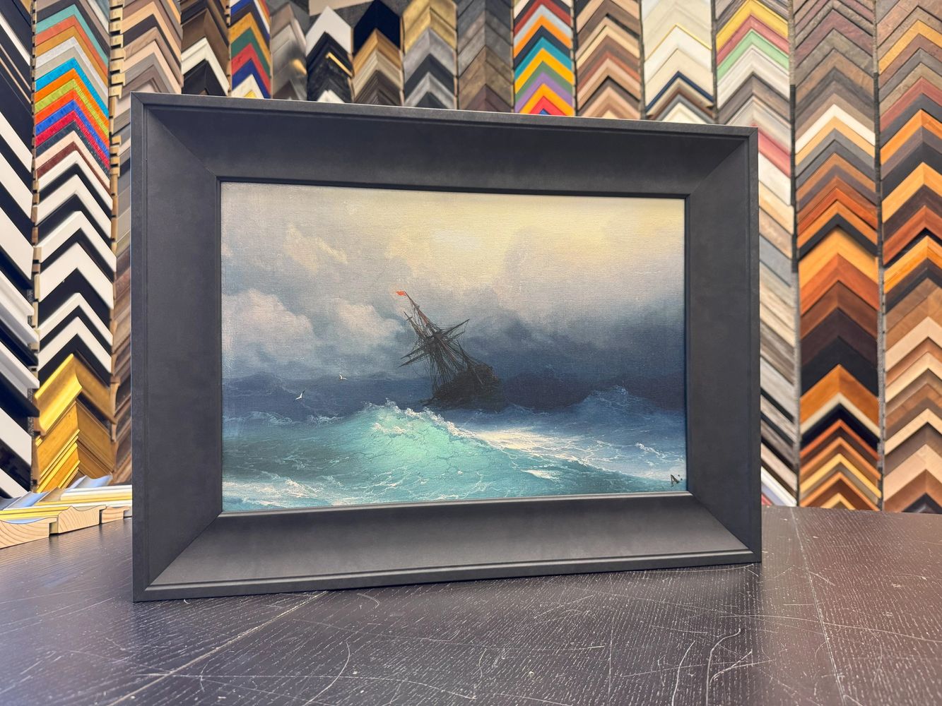 Boat painting custom framed professionally in apollo beach and south shore area